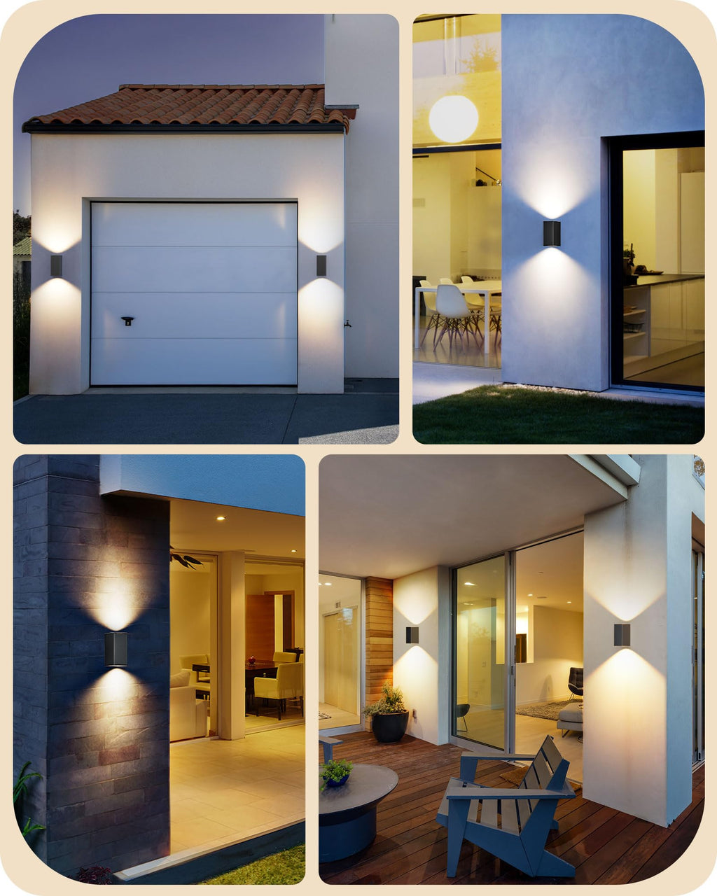 EDISHINE 2 pcs. Wall Lamps Indoor/Outdoor IP44 Waterproof Up-Down Lighting – Black
