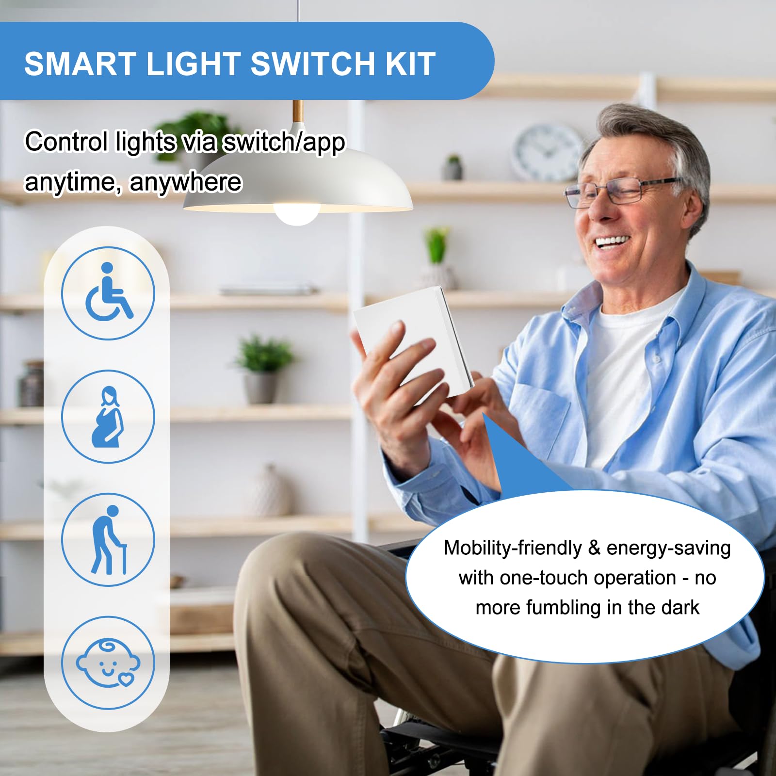 HNCY Wireless Light Switch Kit 230V – 3-Button RF 433MHz with Receivers