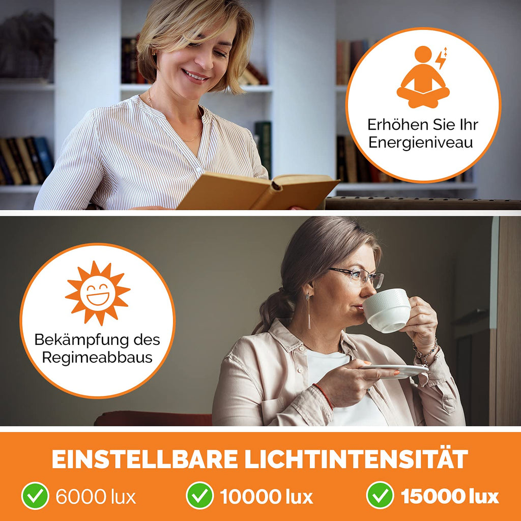 Light Therapy Lamp Top Life 15,000 Lux with Adjustable Daylight and 3 Intensities – White