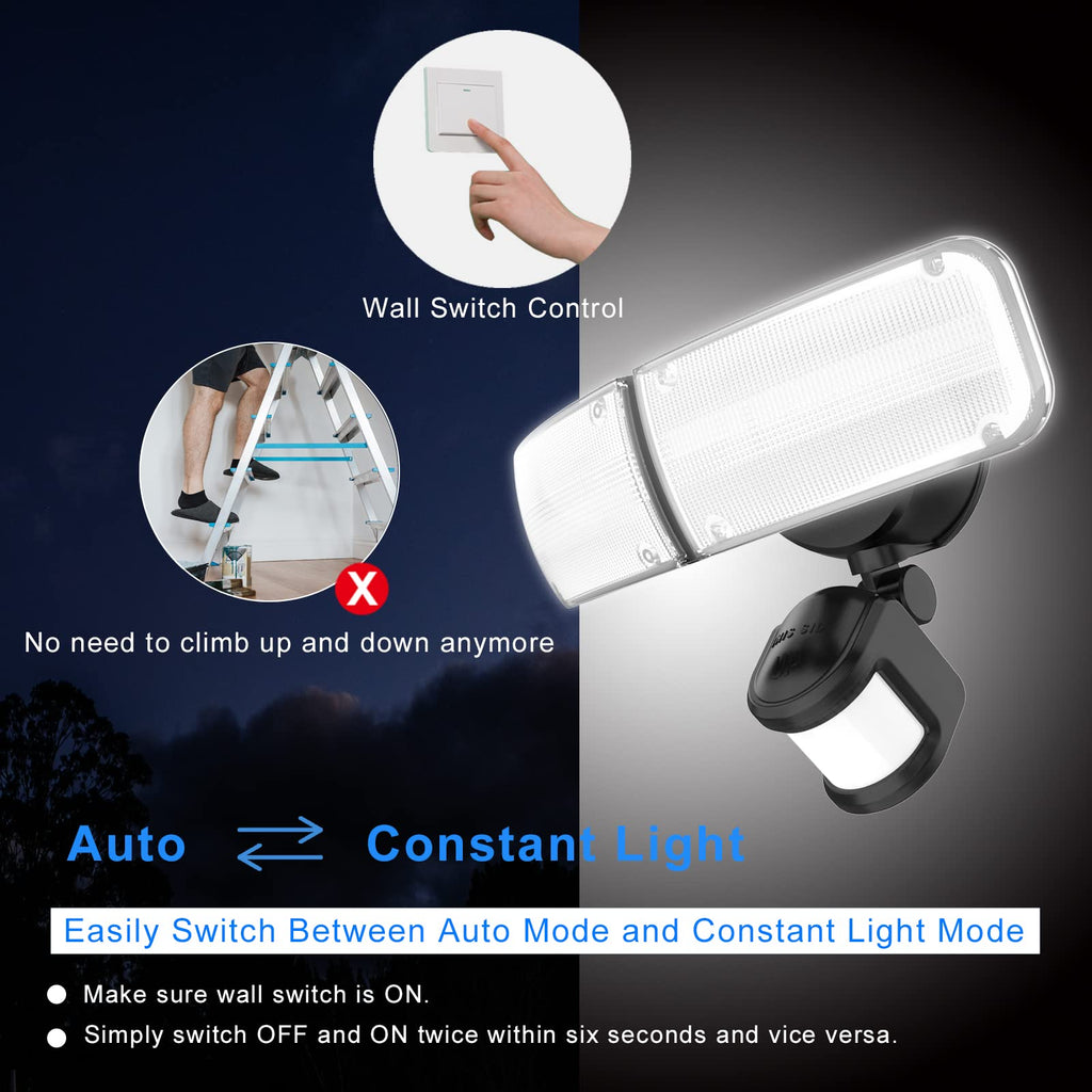 4000LM LED Floodlight Motion Sensor Super Bright Outdoor Floodlight – Black