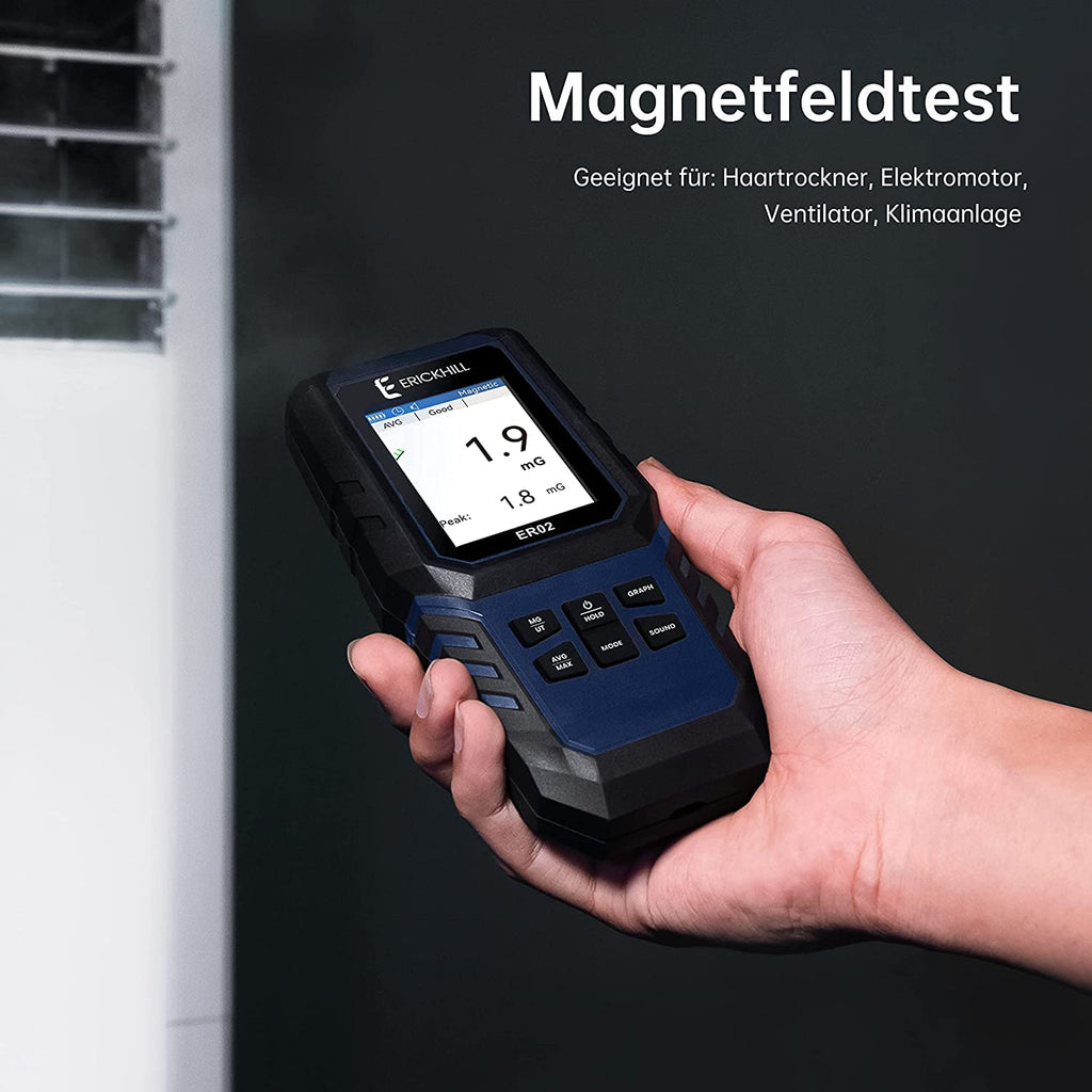 Miernik EMF ER-02 cyfrowy detektor promieniowania ładowalny tester pola magnetycznego – Czarny