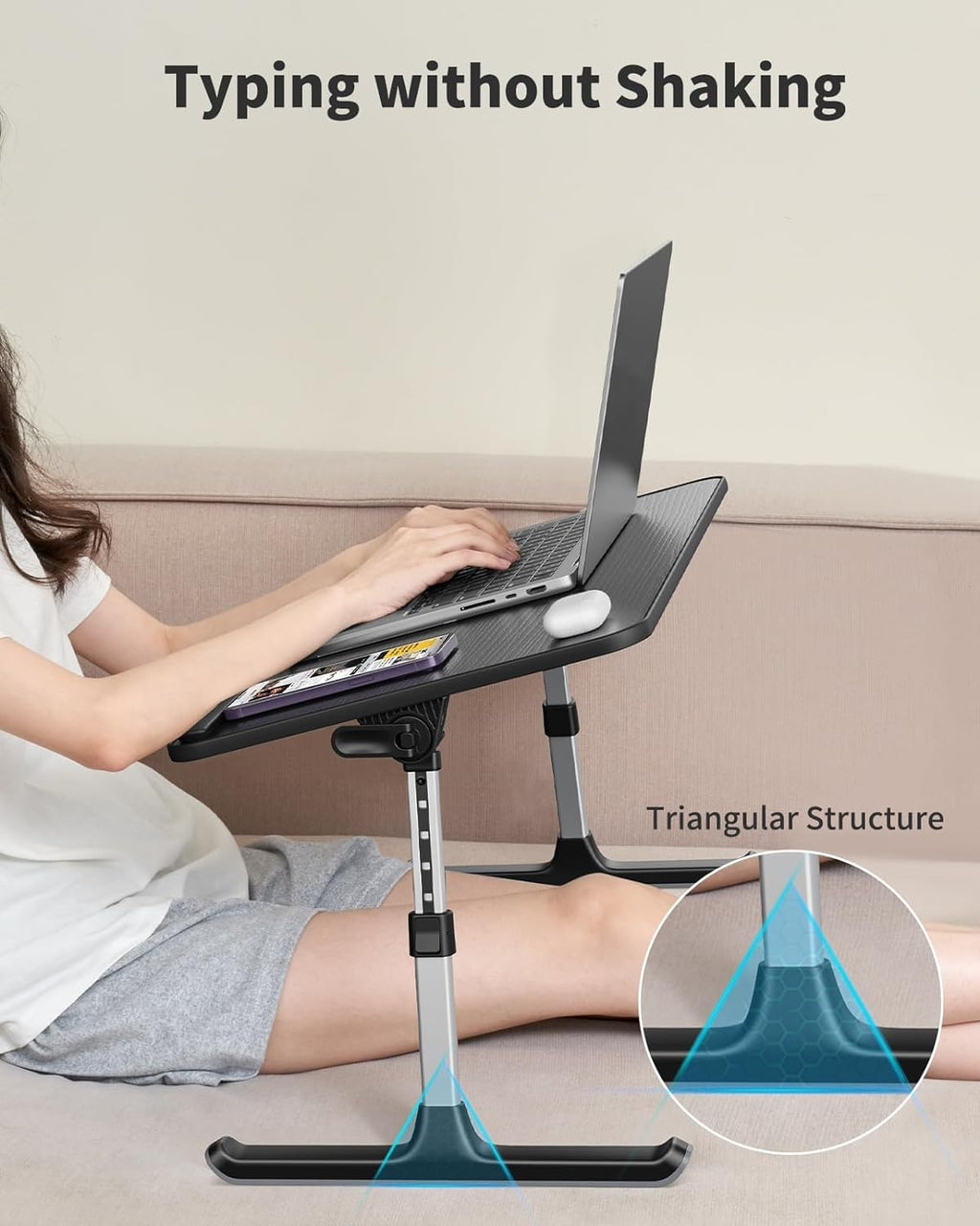 SAIJI Bed Laptop Desk - Height & Angle Adjustable, Foldable