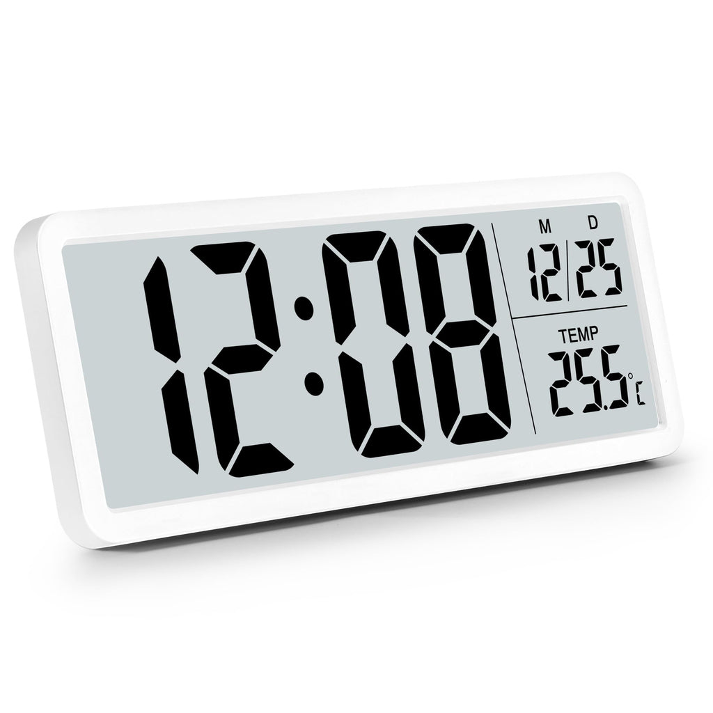Sukeen Battery Operated Digital Wall Clock with Large Digits - White
