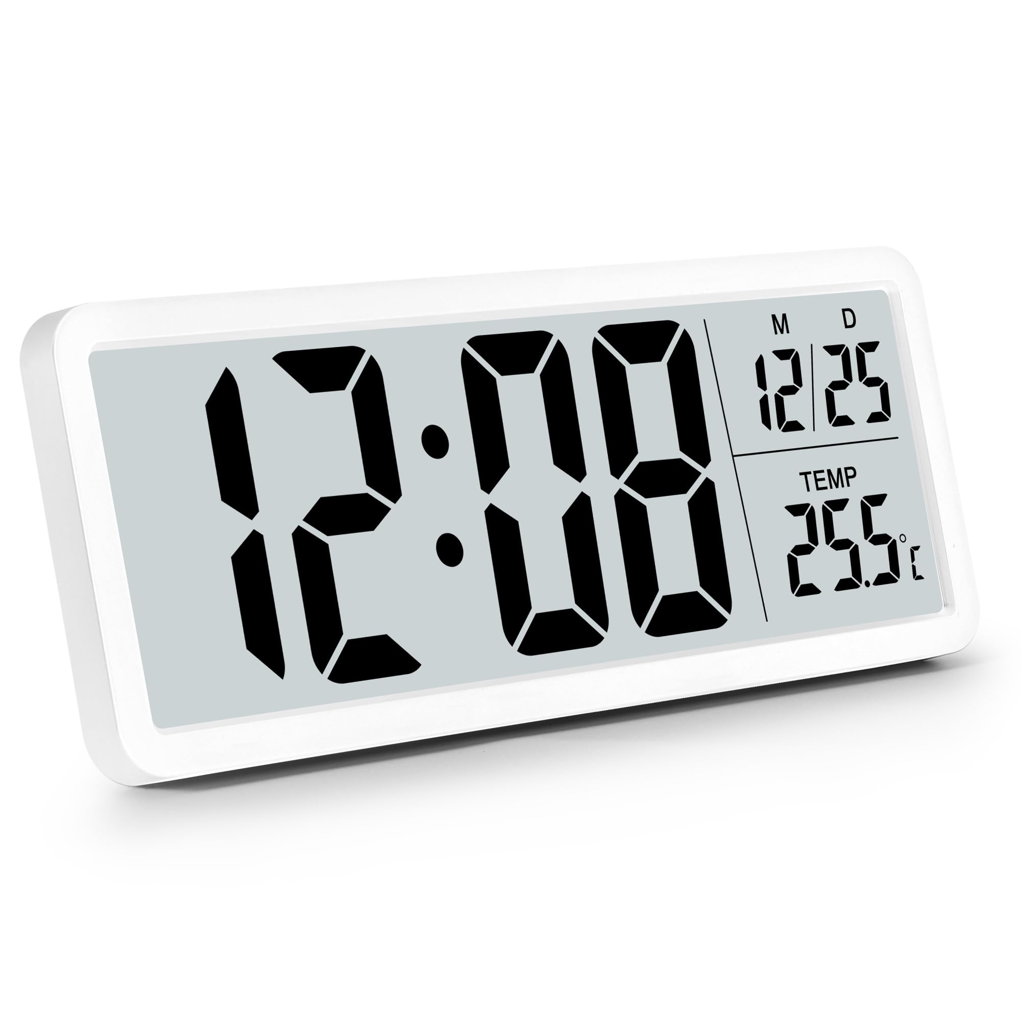 Sukeen Battery Operated Digital Wall Clock with Large Digits - White