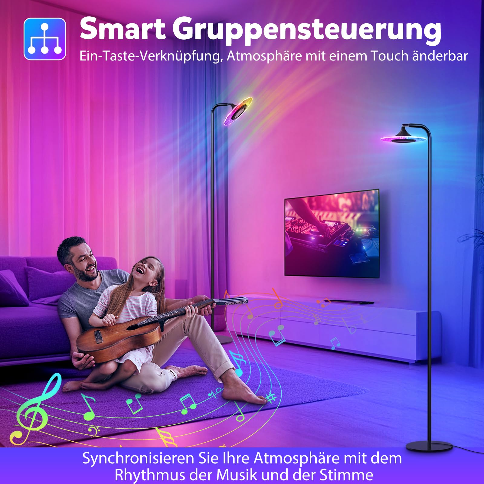 RGB Floor Lamp with Remote Control and App