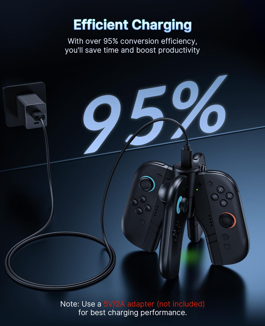 Upgraded Nintendo Switch Charging Grip 4-in-1 Station - Portable
