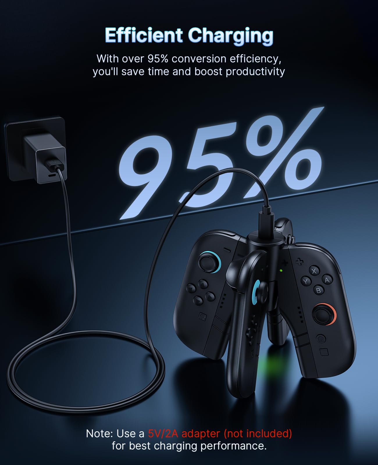 Upgraded Nintendo Switch Charging Grip 4-in-1 Station - Portable