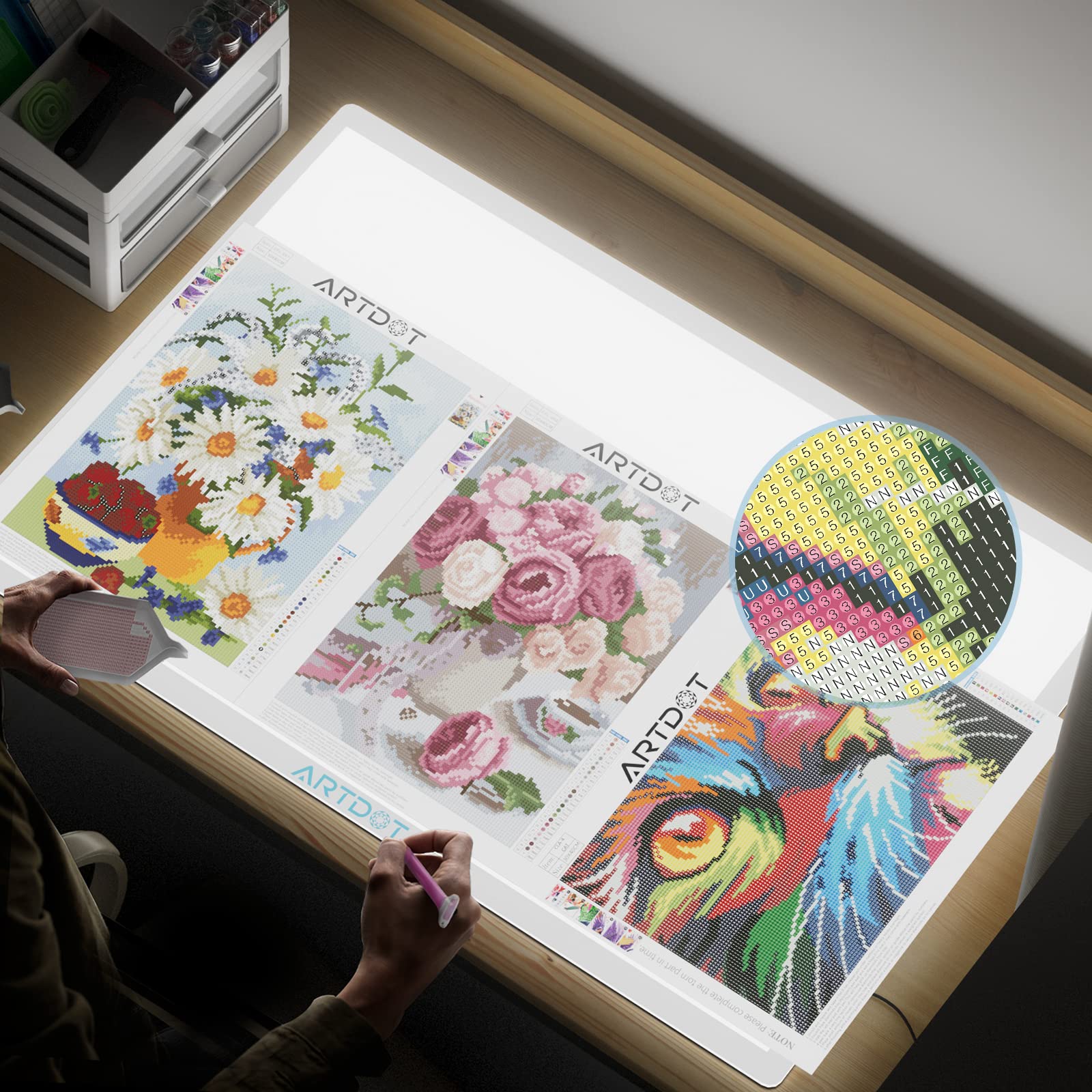ARTDOT A1 LED Light Pad 90x60cm – Adjustable Brightness, USB, Diamond Painting and Drawing