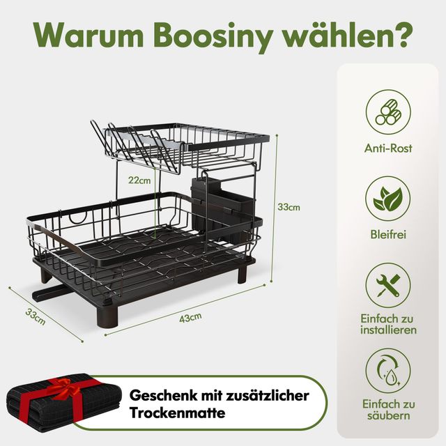 Ociekacz do naczyń ze stali nierdzewnej czarny duży