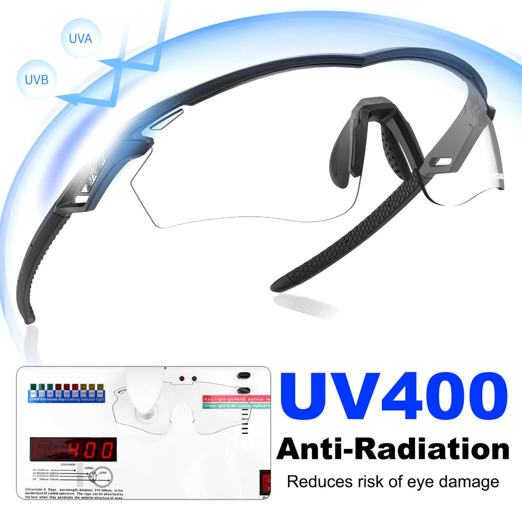 X-TIGER Photochromic Cycling Glasses UV400 for Men and Women - Ideal for Outdoor Sports