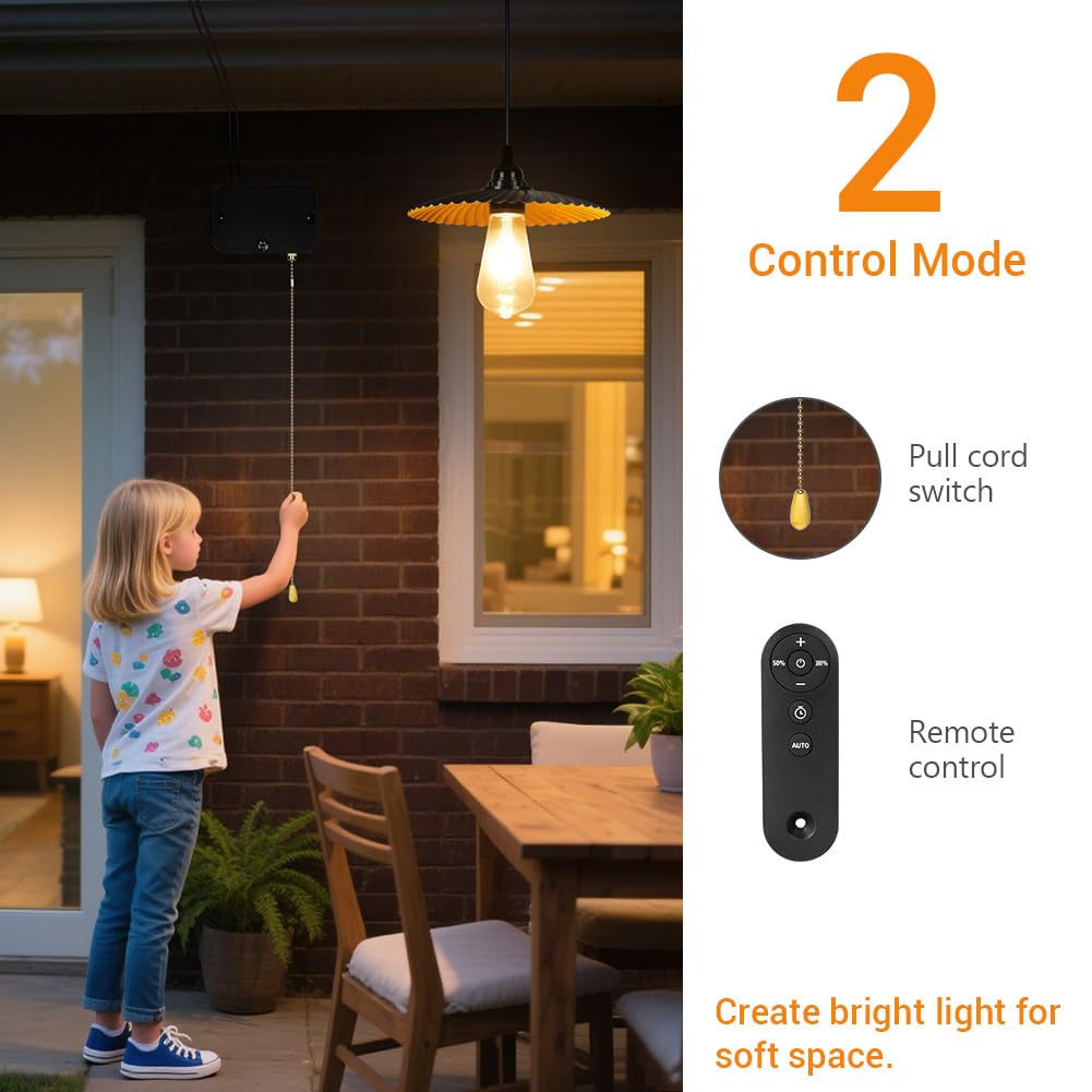 Solar pendant light with remote control - remote control operation