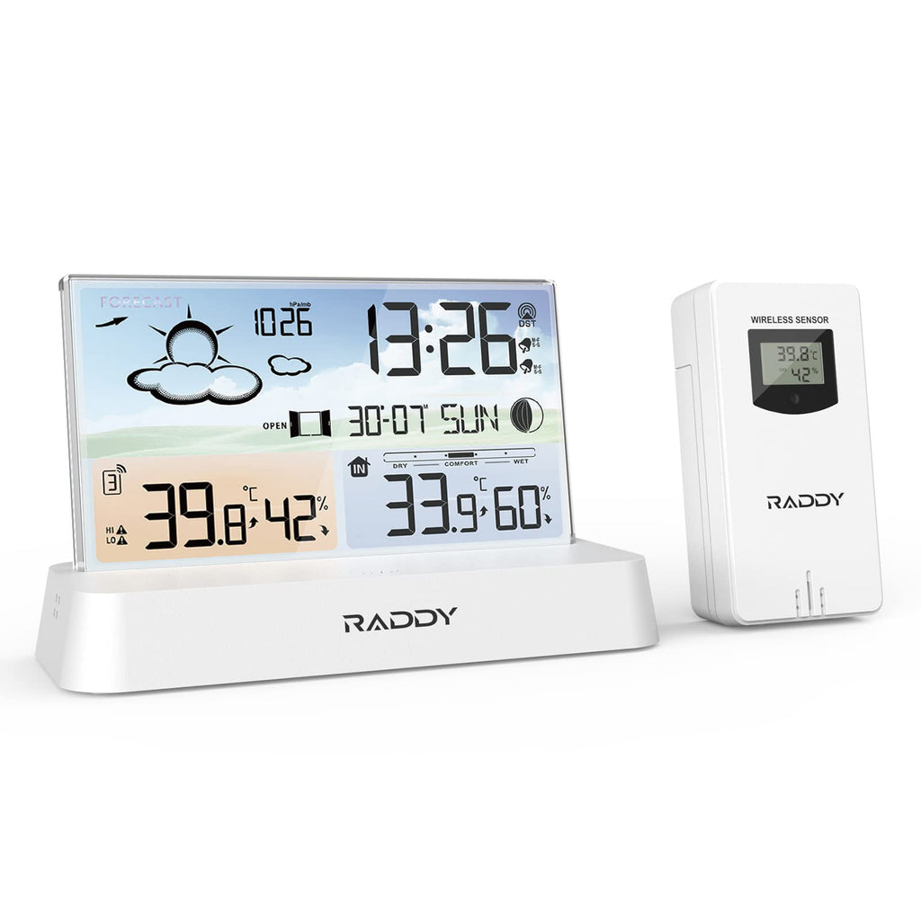Raddy DT6 Weather Station Indoor Outdoor Digital Thermometer Hygrometer - Black
