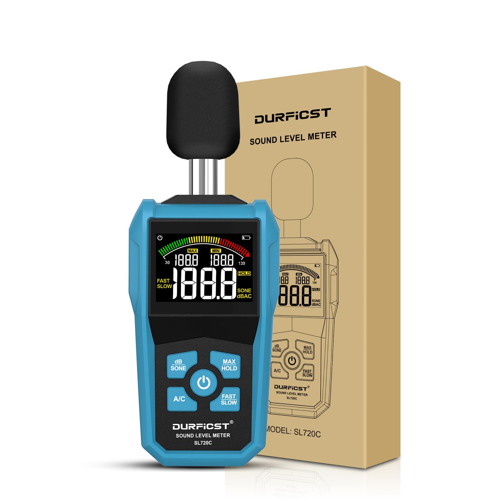 DURFICST Sound Level Meter - With color LCD display