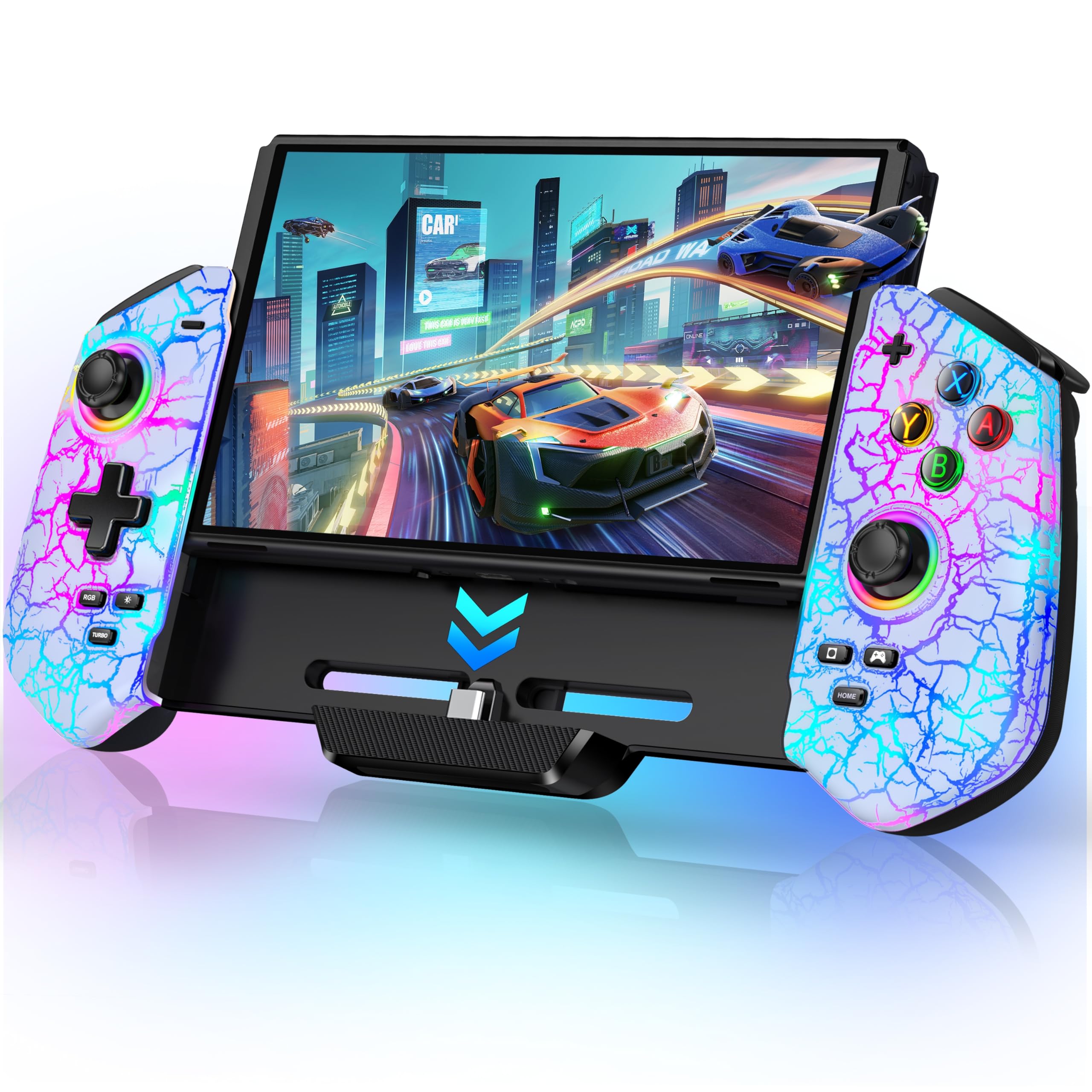 HELLCOOL Controller for Nintendo Switch with Hall Effect – RGB, 4 Game Card Slots, Plug&Play