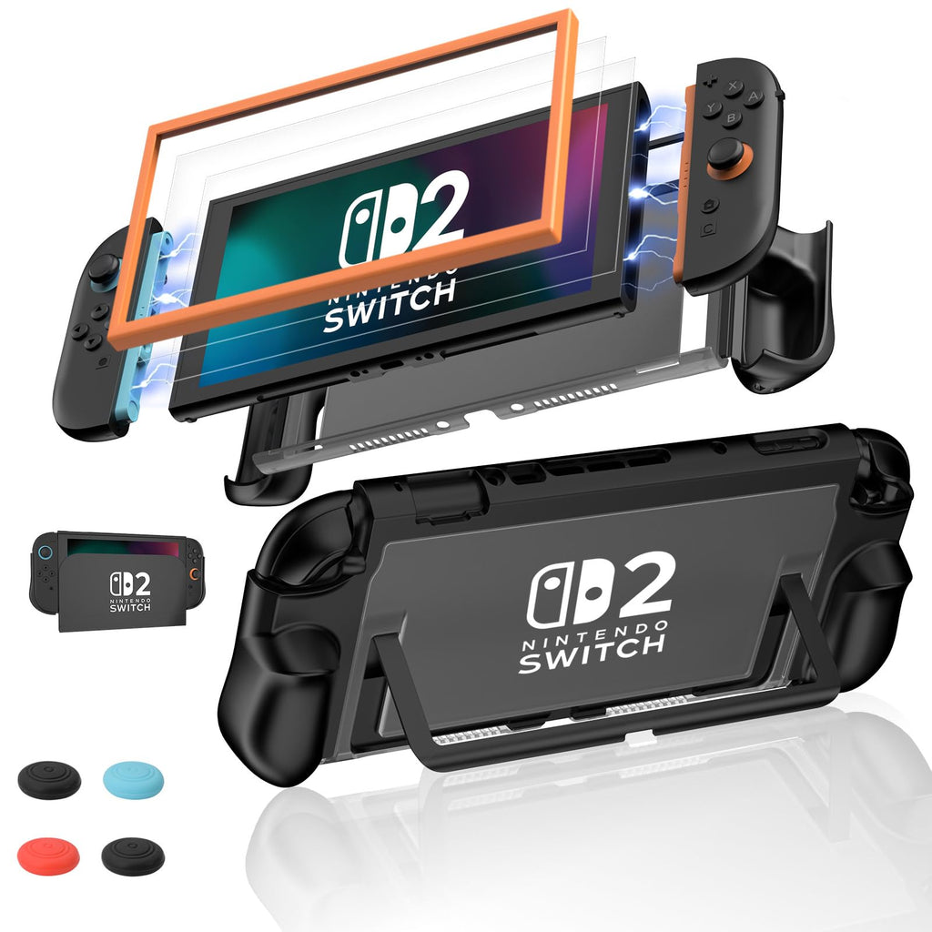 Reddening Case for Nintendo Switch 2 - Ergonomic Grip, Shock Protection - Black