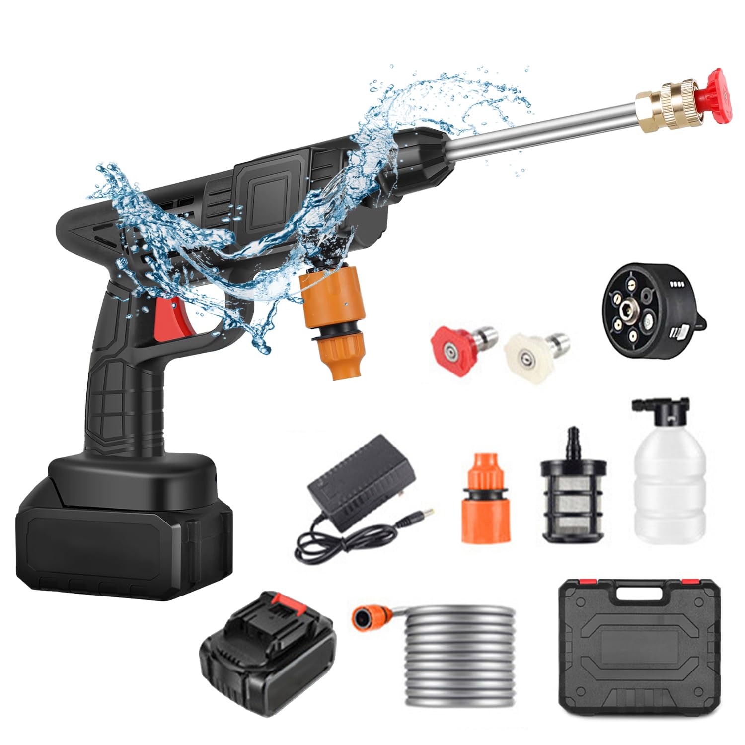 90 Bar Cordless Pressure Washer Portable 6-in-1 Multi-function Nozzle – Outdoor Cleaning Tool