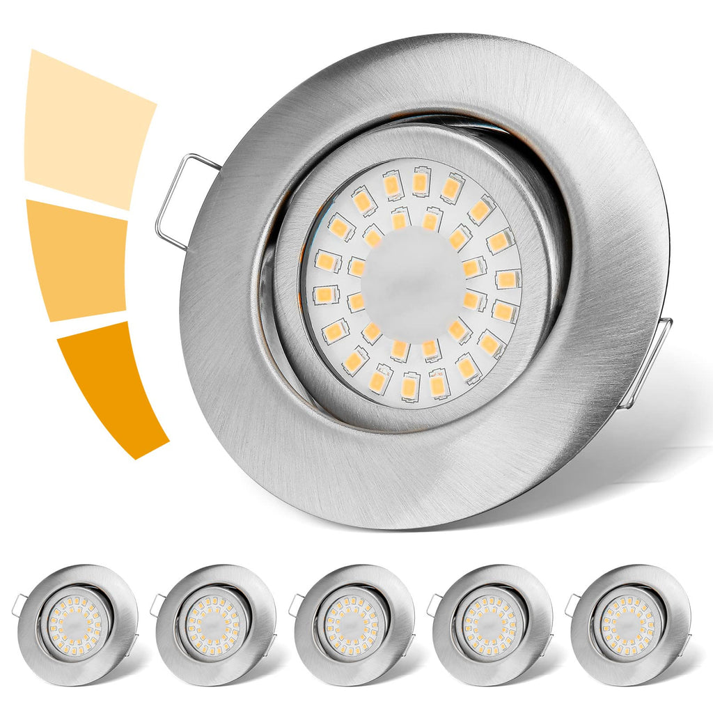 Dimmowalne LED wpuszczane reflektory 6W IP44 – Ciepła biała 3000K, zestaw 6