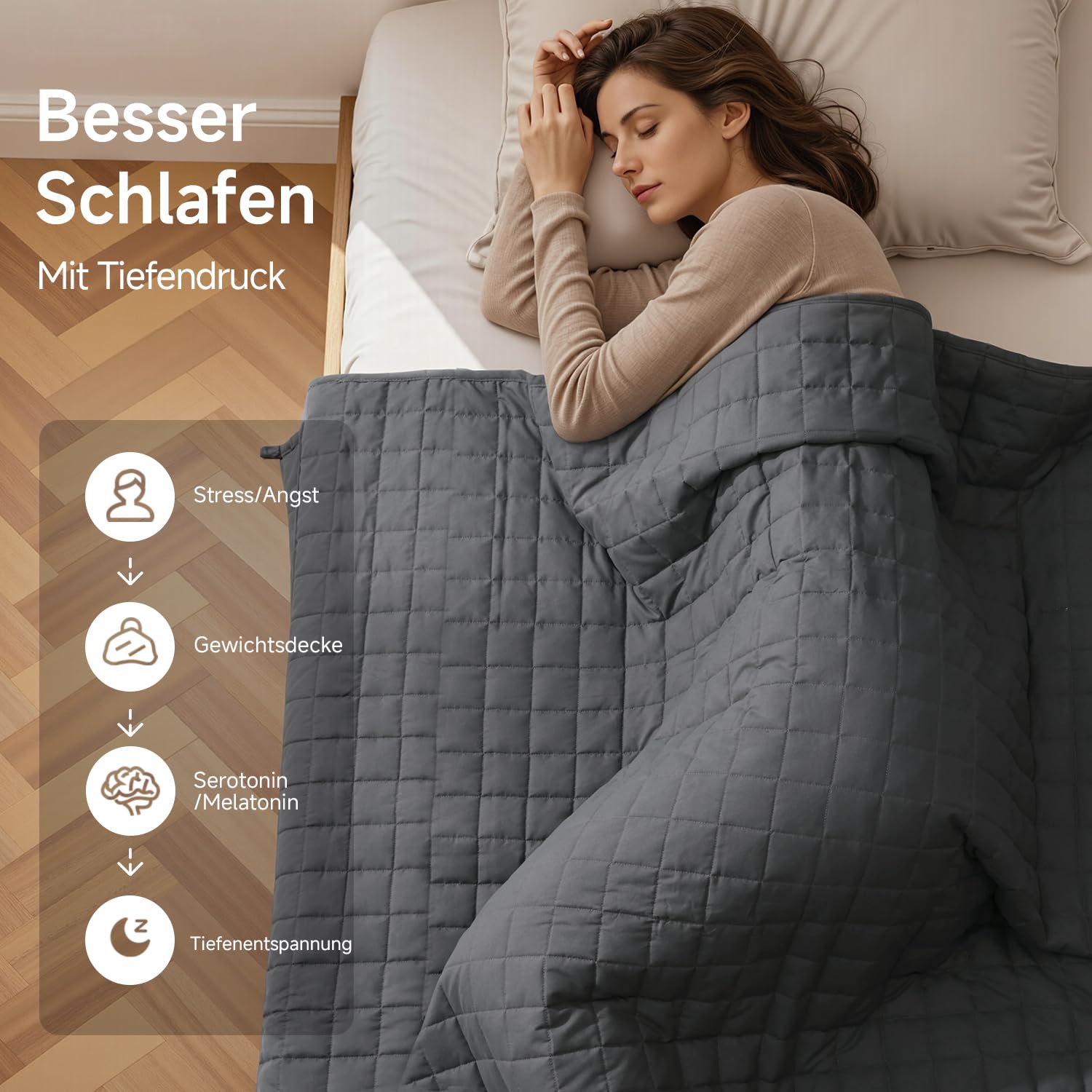 KANKAEU Weighted Blanket 9kg – 150x200cm, Glass Beads, Pressure Therapy, Better Sleep
