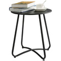 HollyHOME Round Side Table 45cm – Metal, Black, For Garden, Patio and Living Room