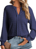 Women's Long Sleeve V-Neck Blouse - Casual