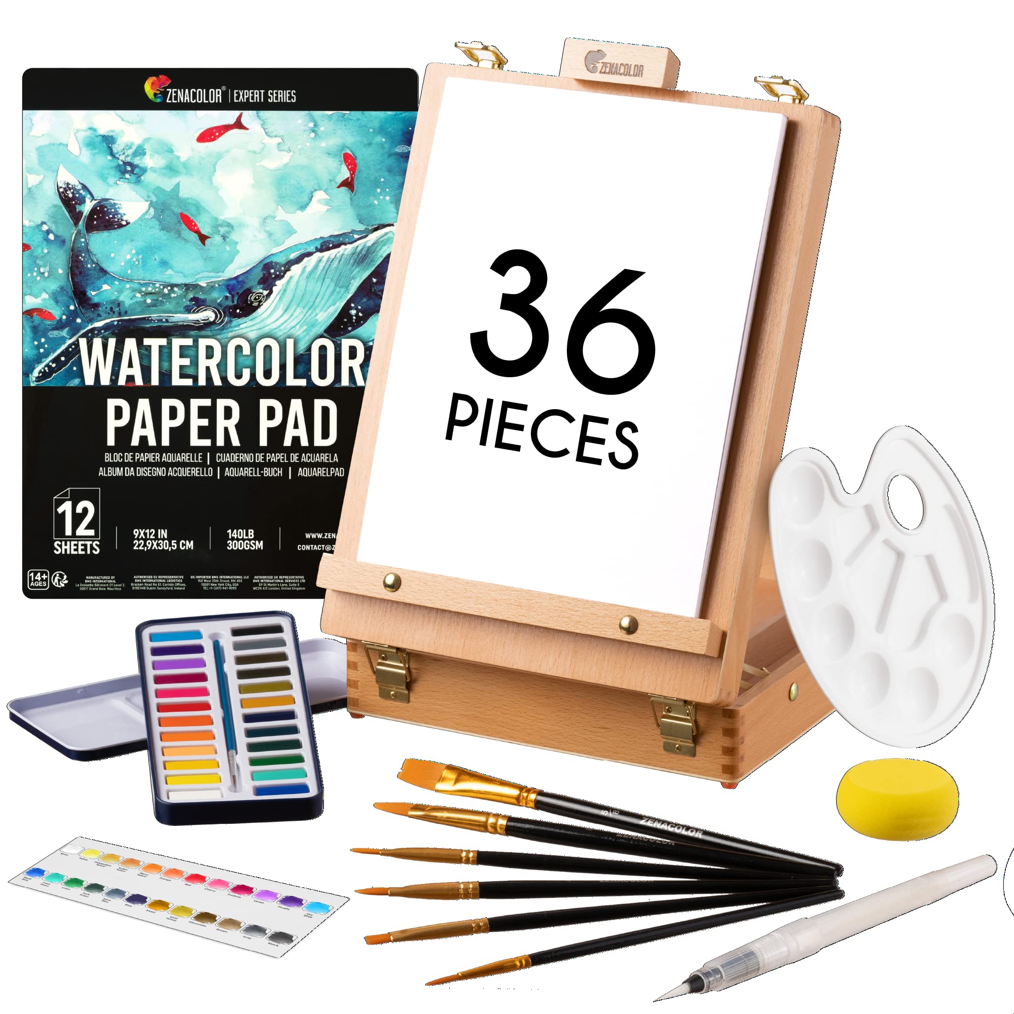 36-Piece Watercolor Paint Set with Gift Box and Easel – 24 Colors