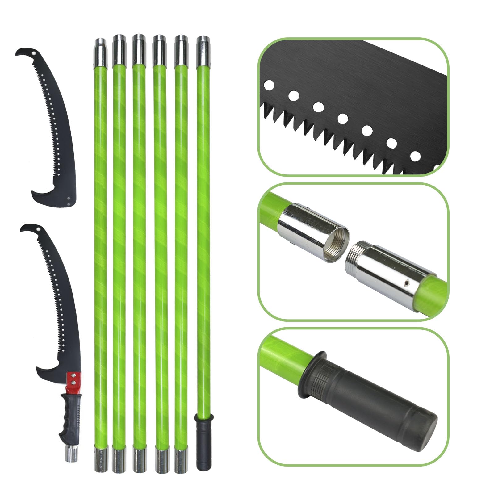 SurmountWay 8m Extendable Pole Saw – Adjustable Length, Garden Set, Bag Included