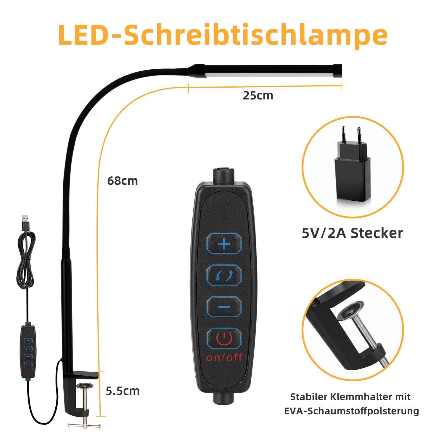 Dimmable LED desk lamp