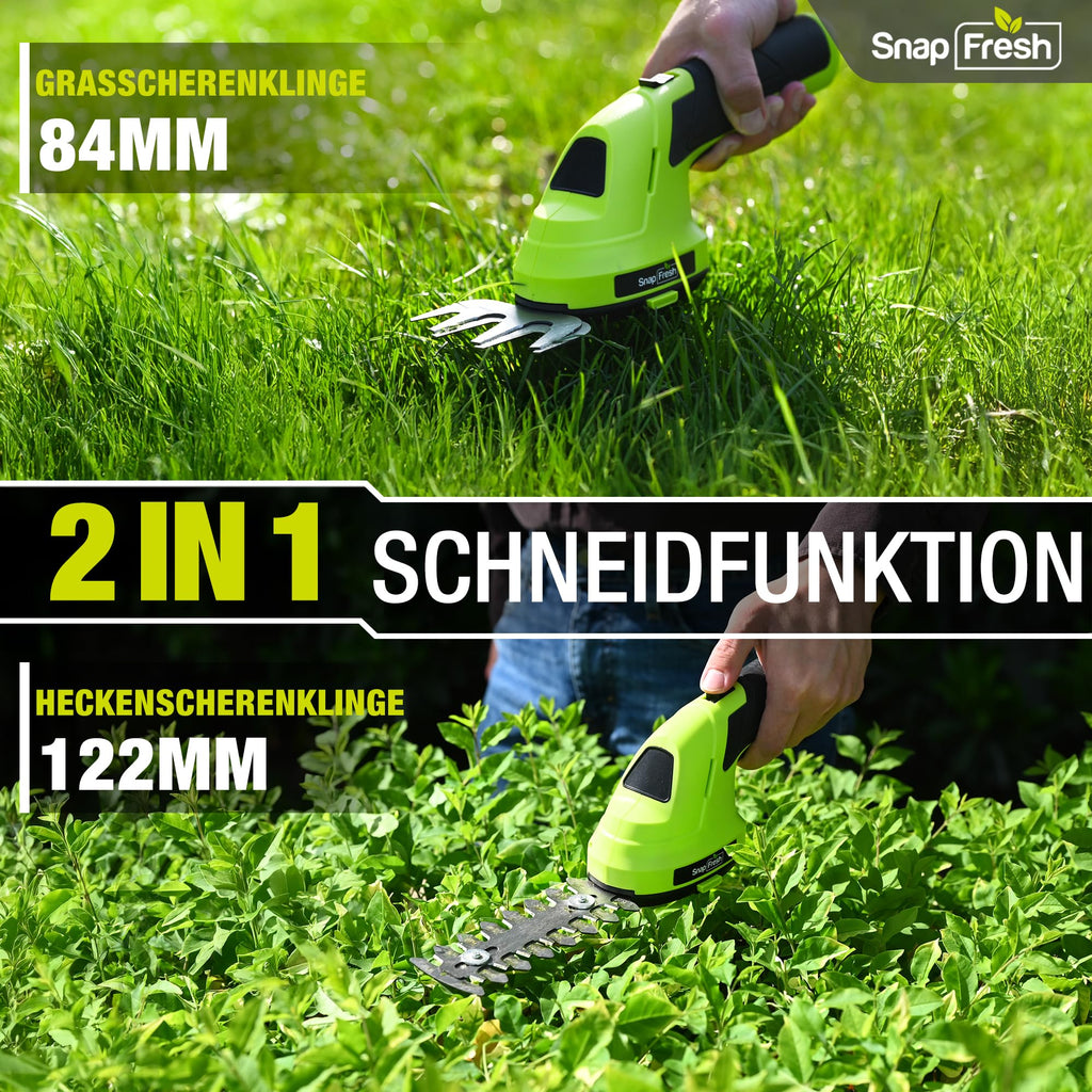 2-in-1 Mower and Hedge Trimmer, Cordless Electric Scissors - Garden