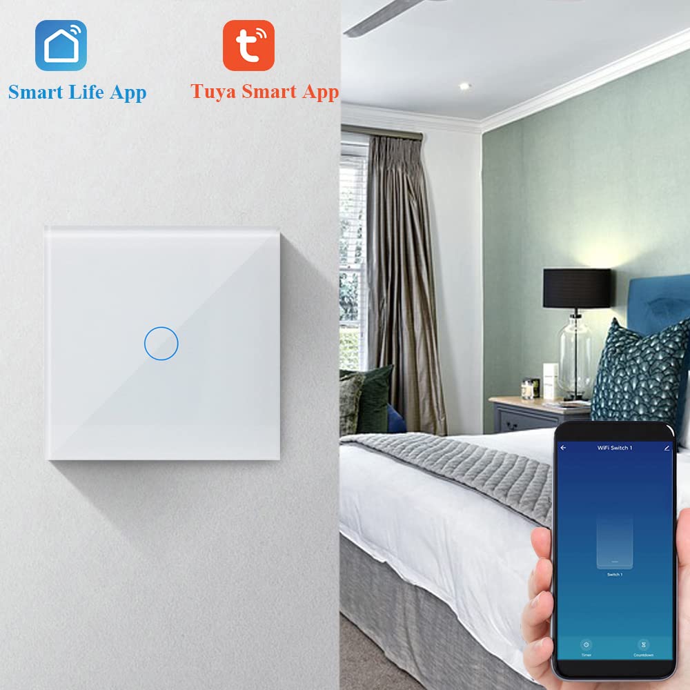 WiFi Włącznik Światła Inteligentny Podtynkowy 1-Kanałowy Zgodny z Alexą – Biały