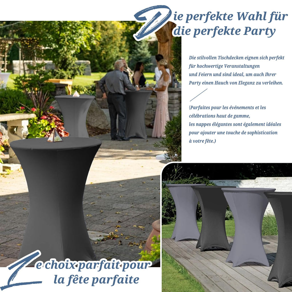 Zestaw 3 Pokrowców na Wysokie Stoły 80x110cm – Jasnobeżowy Spandex