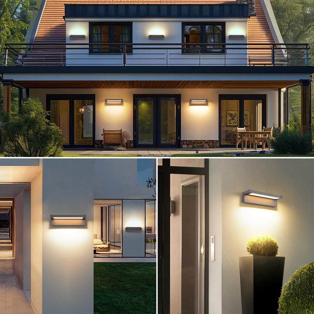 36W LED Outdoor Wall Lamp IP65 Waterproof with 350° Rotatable Panel – Dark Grey