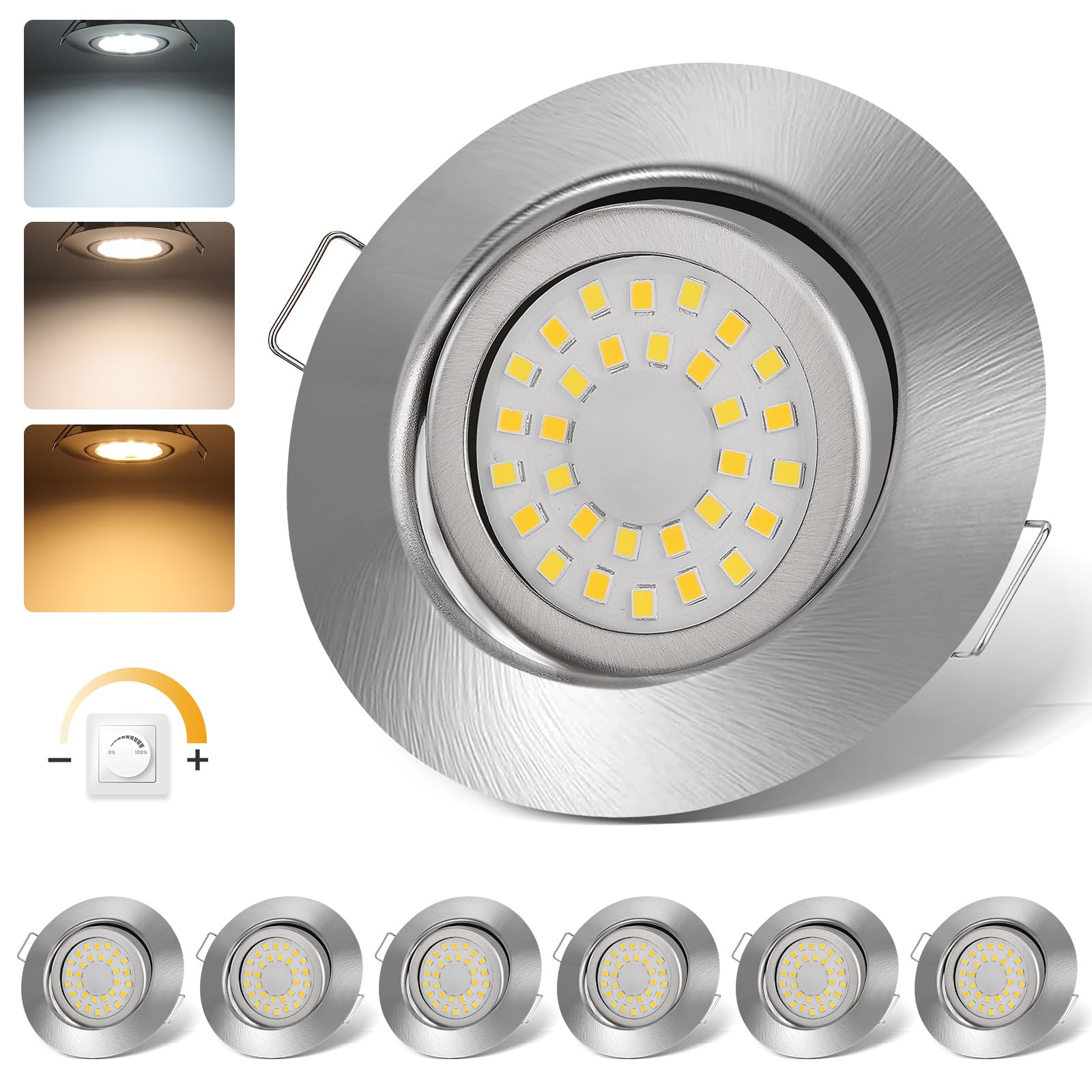 5W IP44 Dimmable Recessed LED Downlight for Bathroom, Kitchen, Living Room – Warm White
