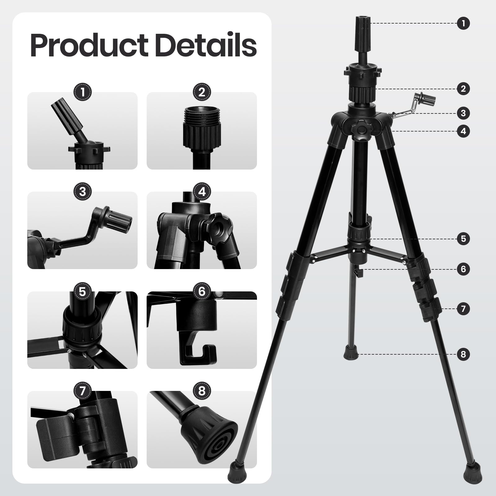 Adjustable Wig Stand Mannequin Head Stand with Non-Slip Base – 47 Inch