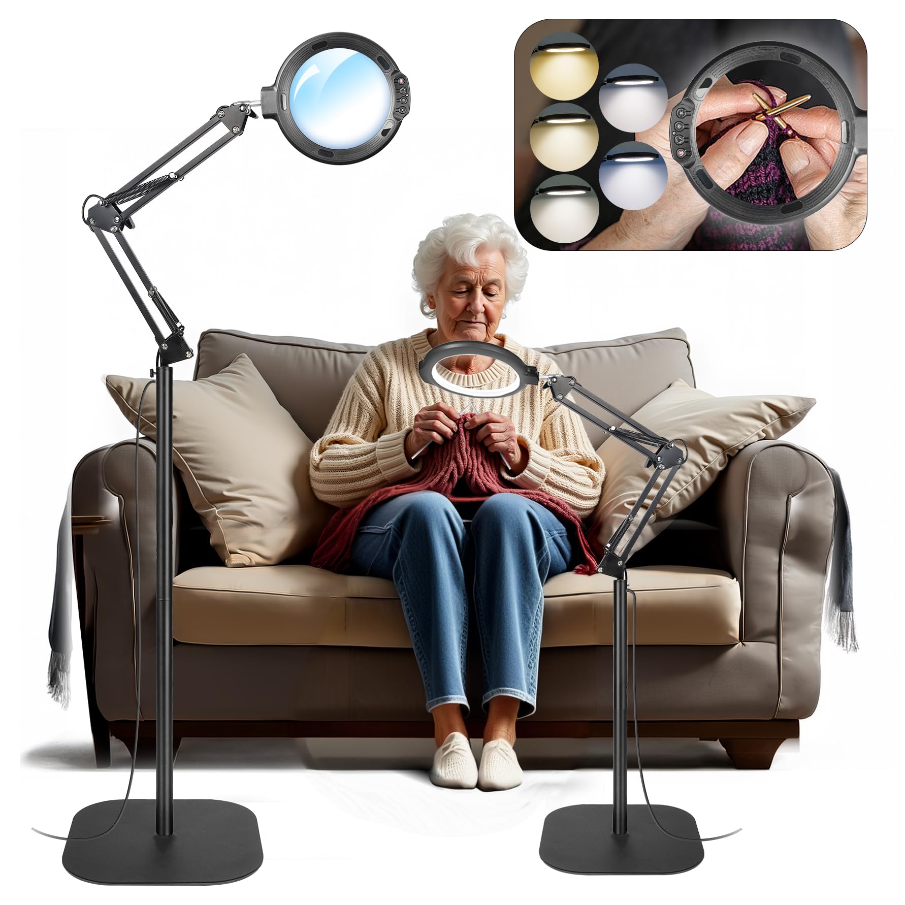 GABORISH 10x Standing Magnifier with 54 LED Lamp – Flexible Neck