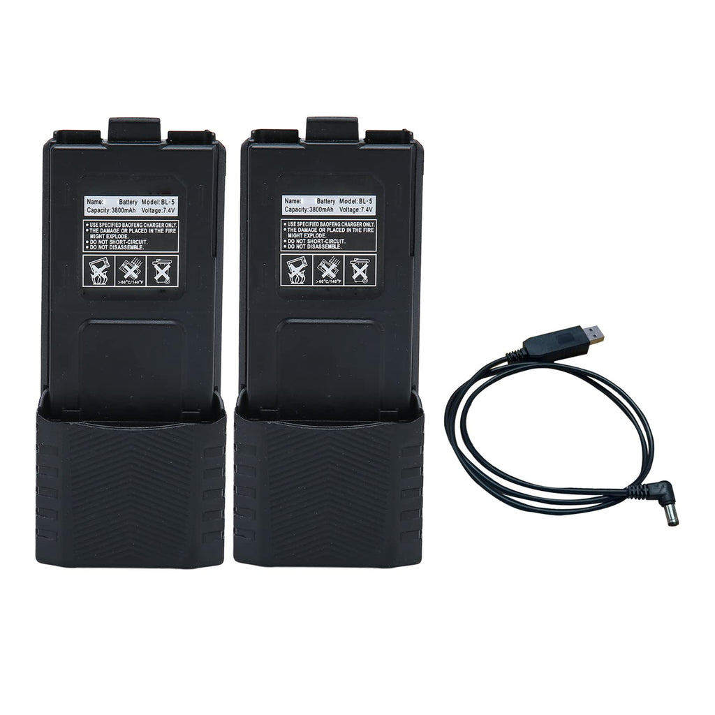 2SZ BL5 7.4V 3800mAh Li-ion battery for UV 5R radio – black