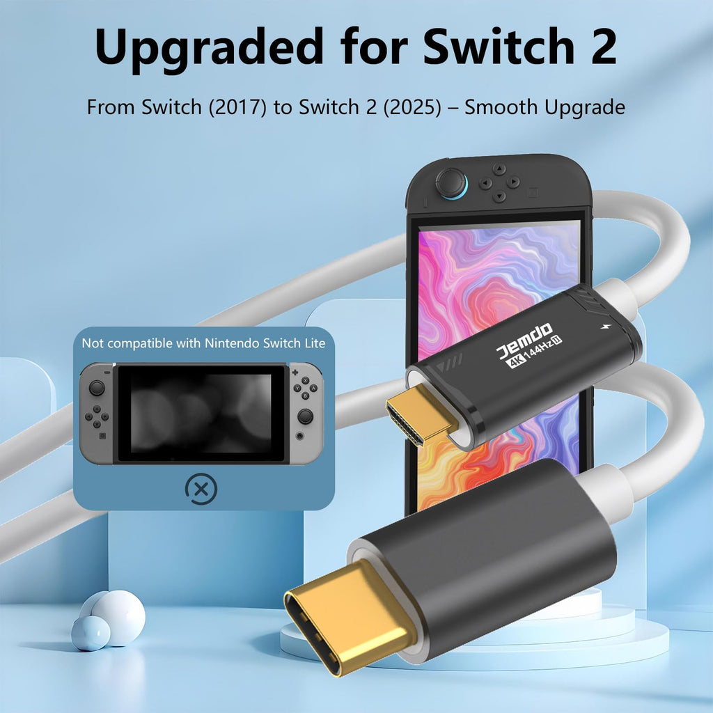 JEMDO 4K 144Hz USB-C to HDMI 2.1 Adapter Cable 2m – Black