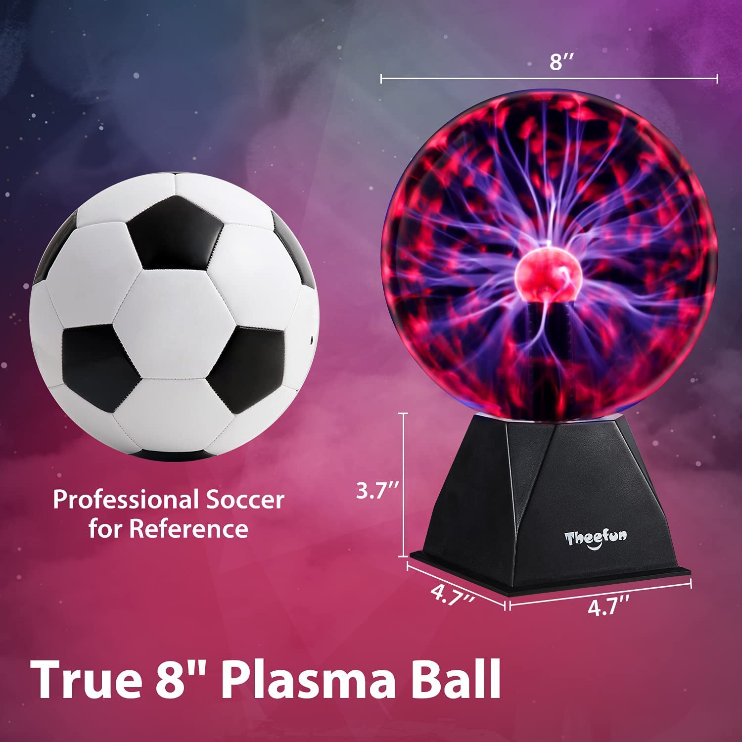 8-inch Touch and Sound Activated Plasma Ball Decorative Plasma Lamp