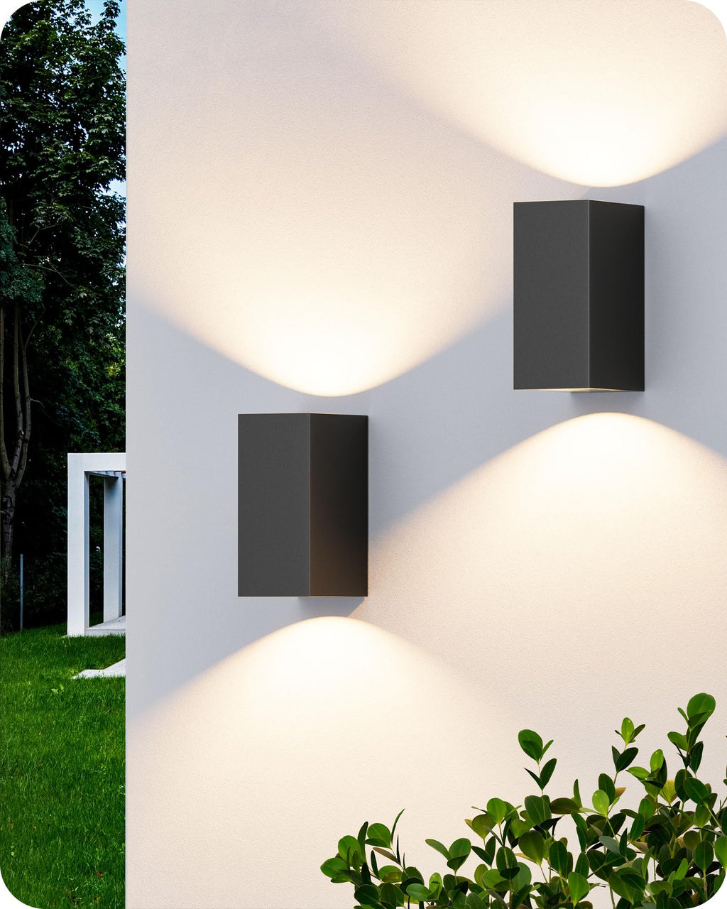 EDISHINE 2 pcs. Wall Lamps Indoor/Outdoor IP44 Waterproof Up-Down Lighting – Black