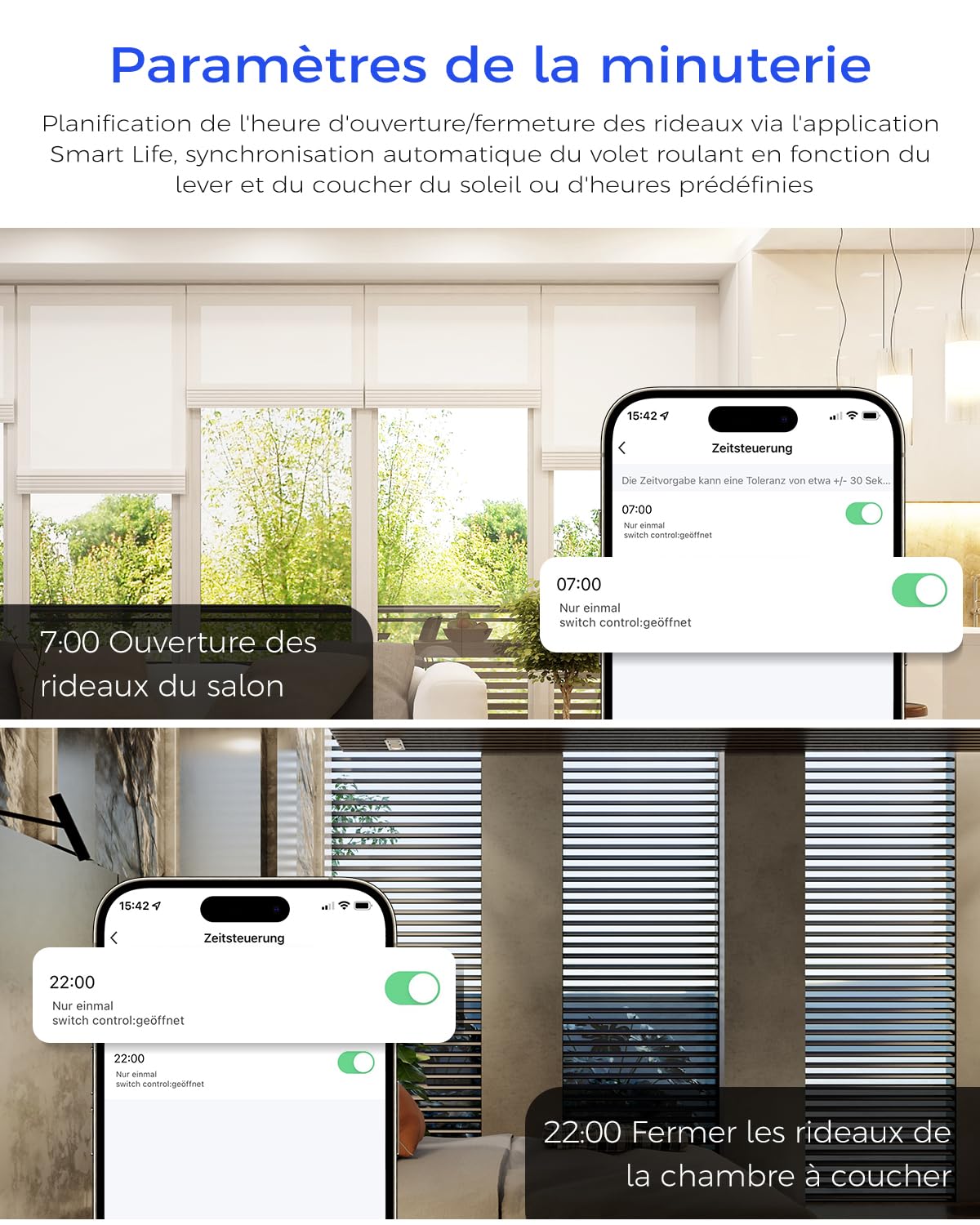 HEUXGIR WiFi Blind Timer Smart Switch Compatible with Alexa/Google Home – 4 pcs