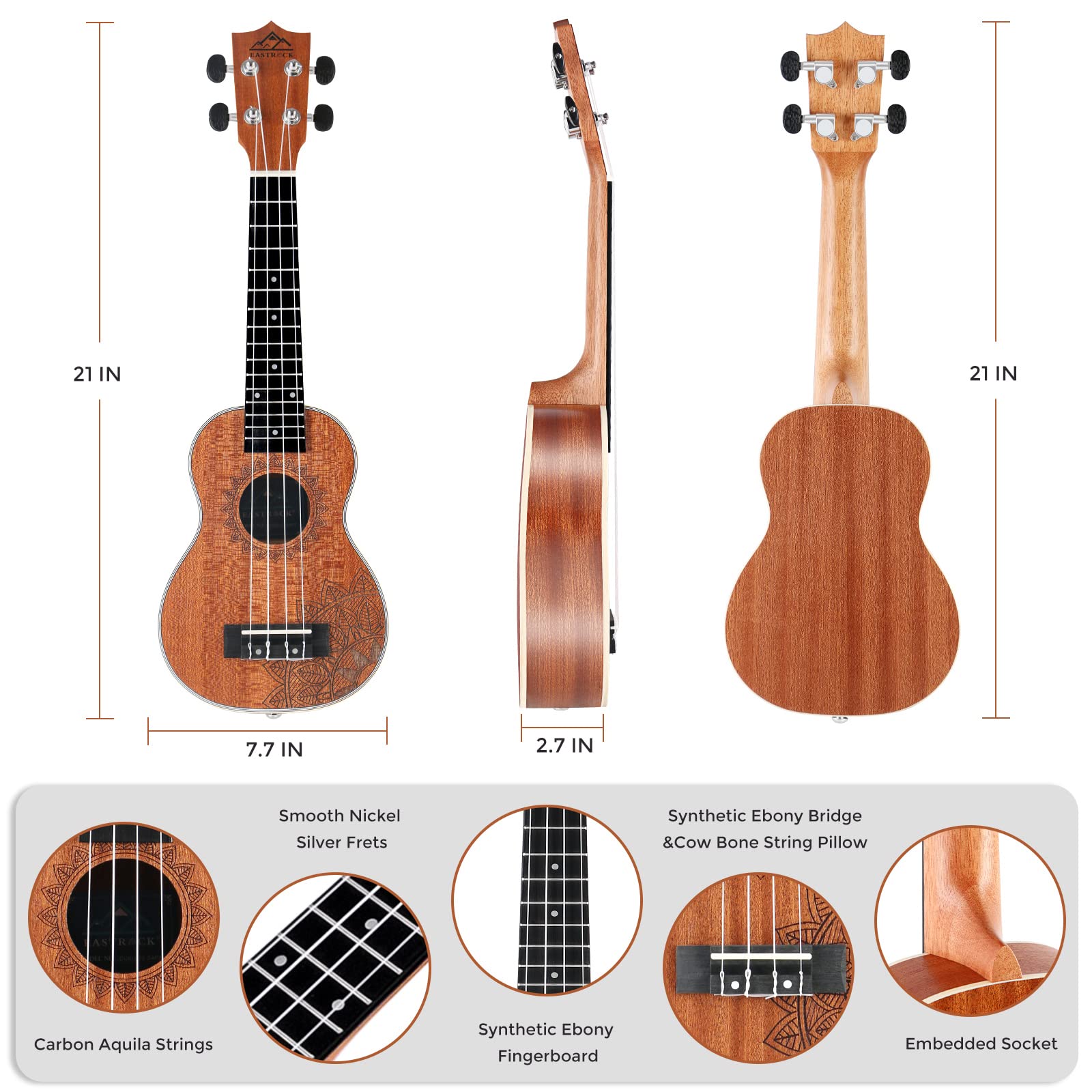 EASTROCK 21-inch Soprano Ukulele