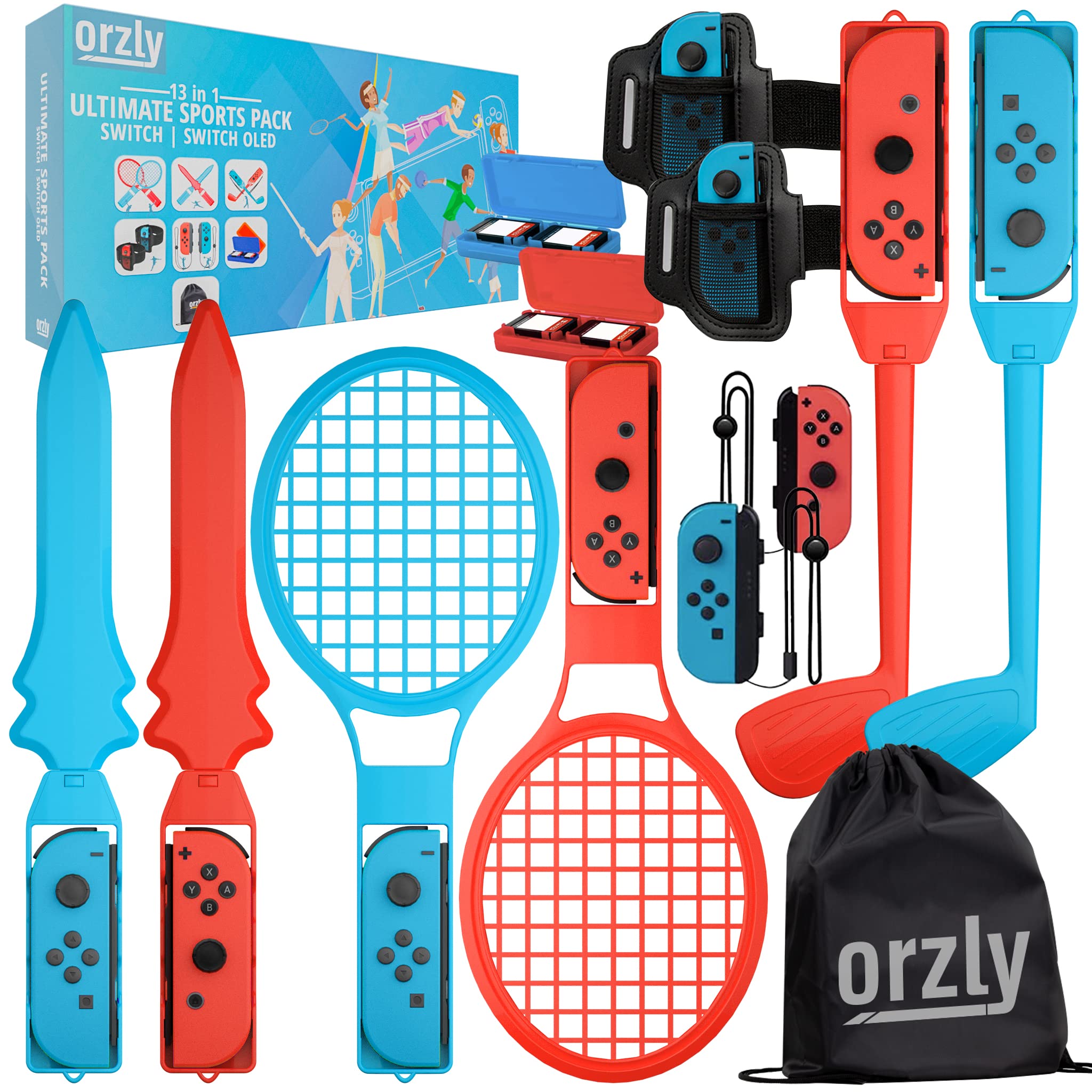 Orzly Switch Sports Accessories Bundle for Nintendo Switch and OLED - Carry Case