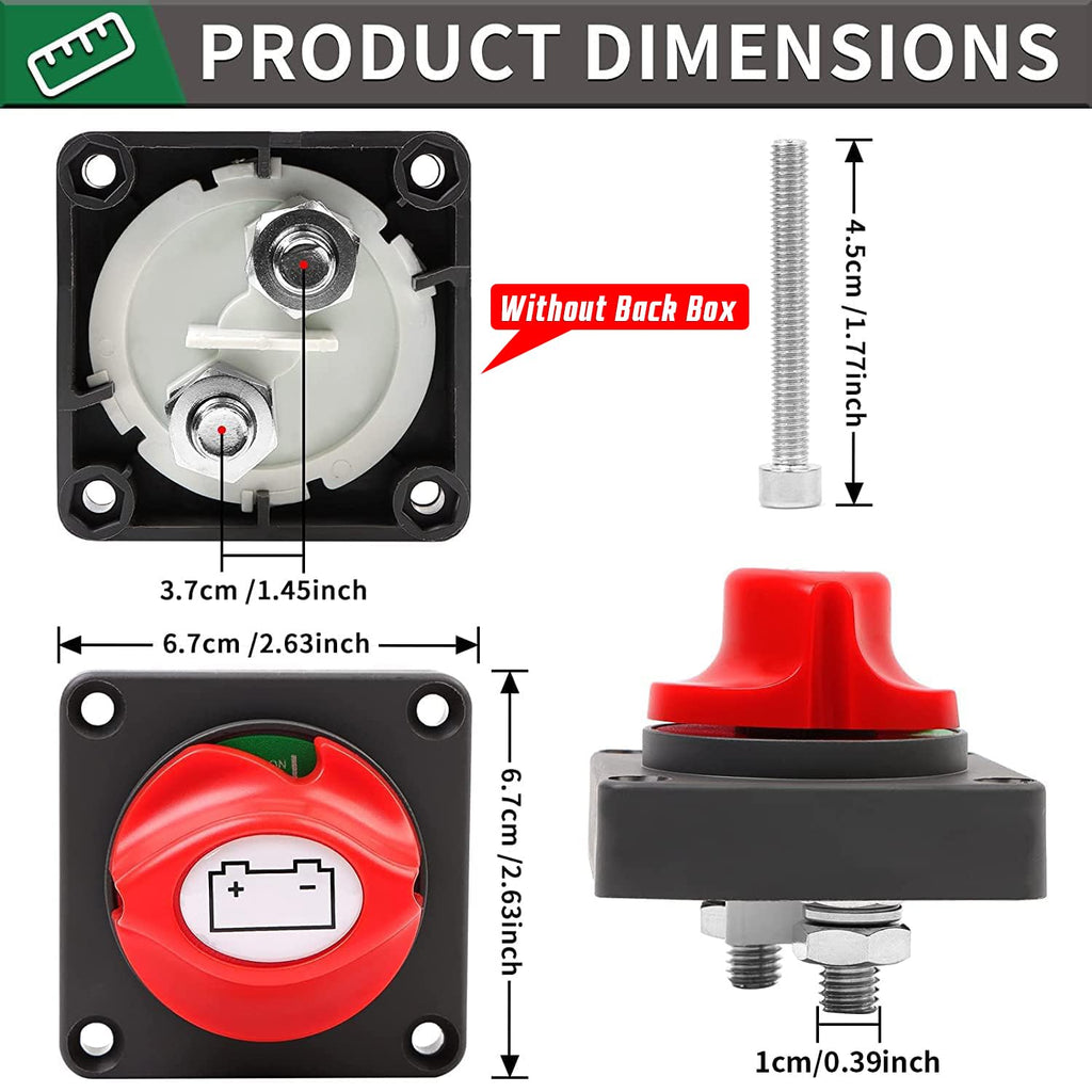 300A Battery Disconnect Switch Main Power Cut Off Switch for Boat Car Marine - Black