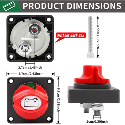 300A Battery Disconnect Switch Main Power Cut Off Switch for Boat Car Marine - Black