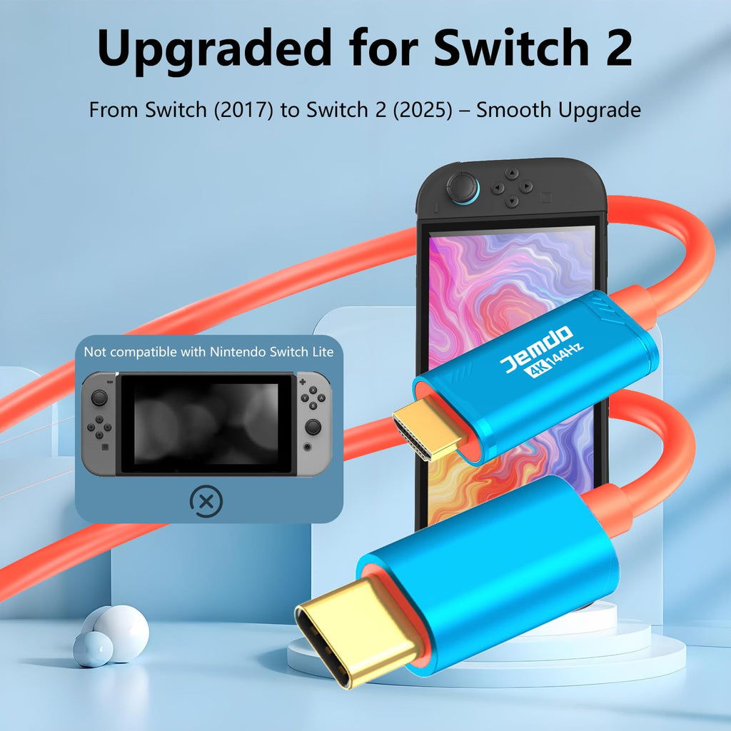 Switch Dock 2 HDMI Cable 4K 144Hz USB C Adapter – Blue