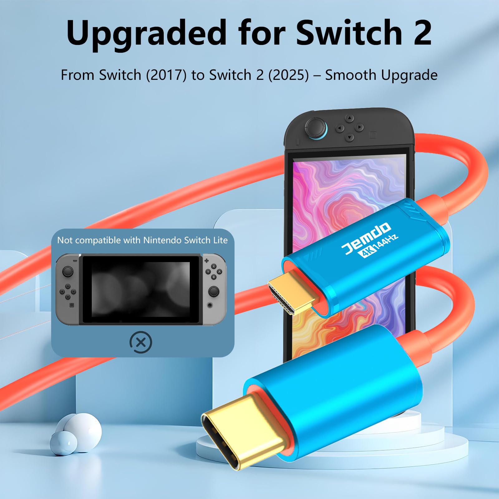 Switch Dock 2 HDMI Cable 4K 144Hz USB C Adapter – Blue