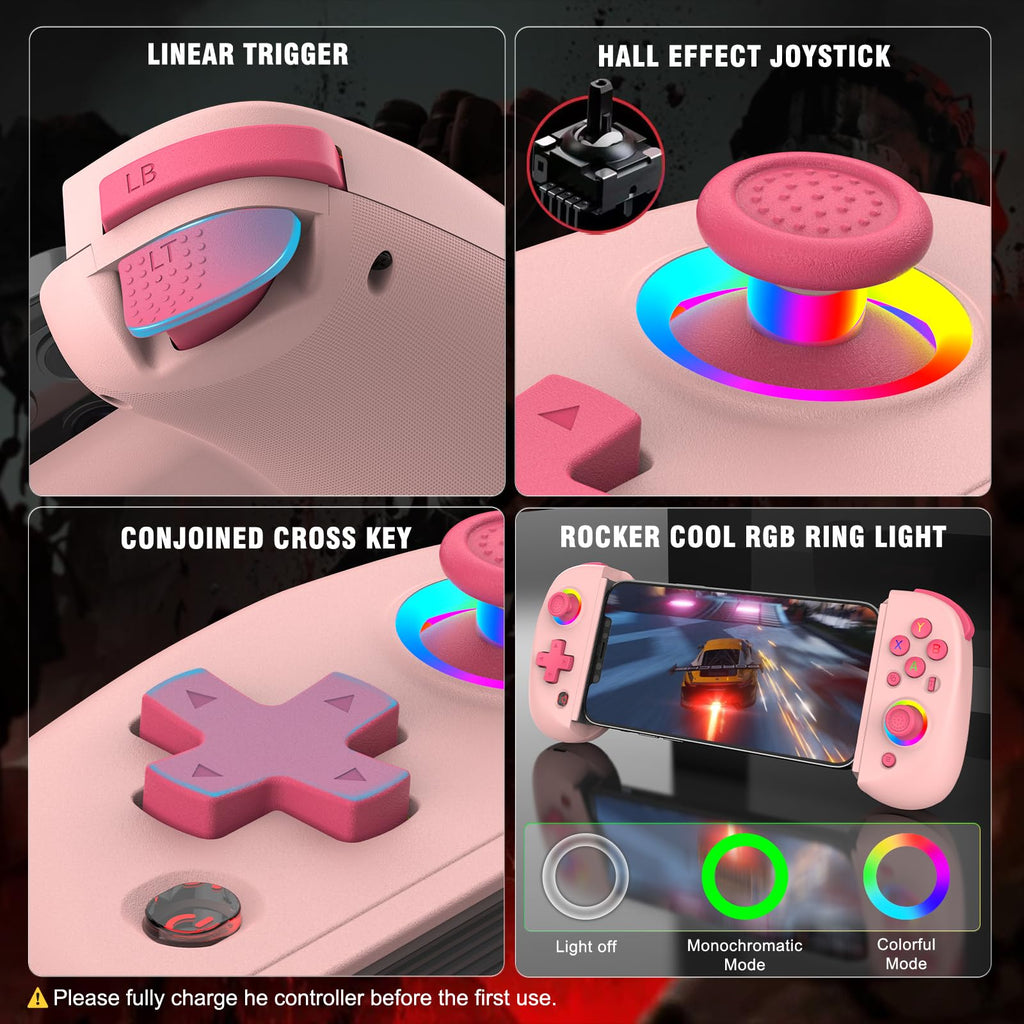 Phone Controller for iPhone/Android, D8 for Switch/PS/PC – Pink