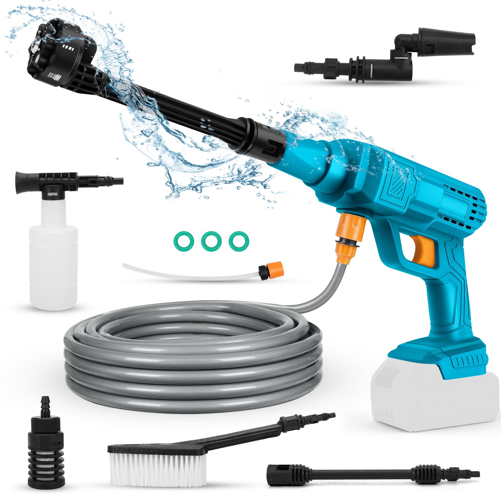 WingFly Cordless Pressure Washer Compatible with Makita 18V for Outdoor Cleaning - Black