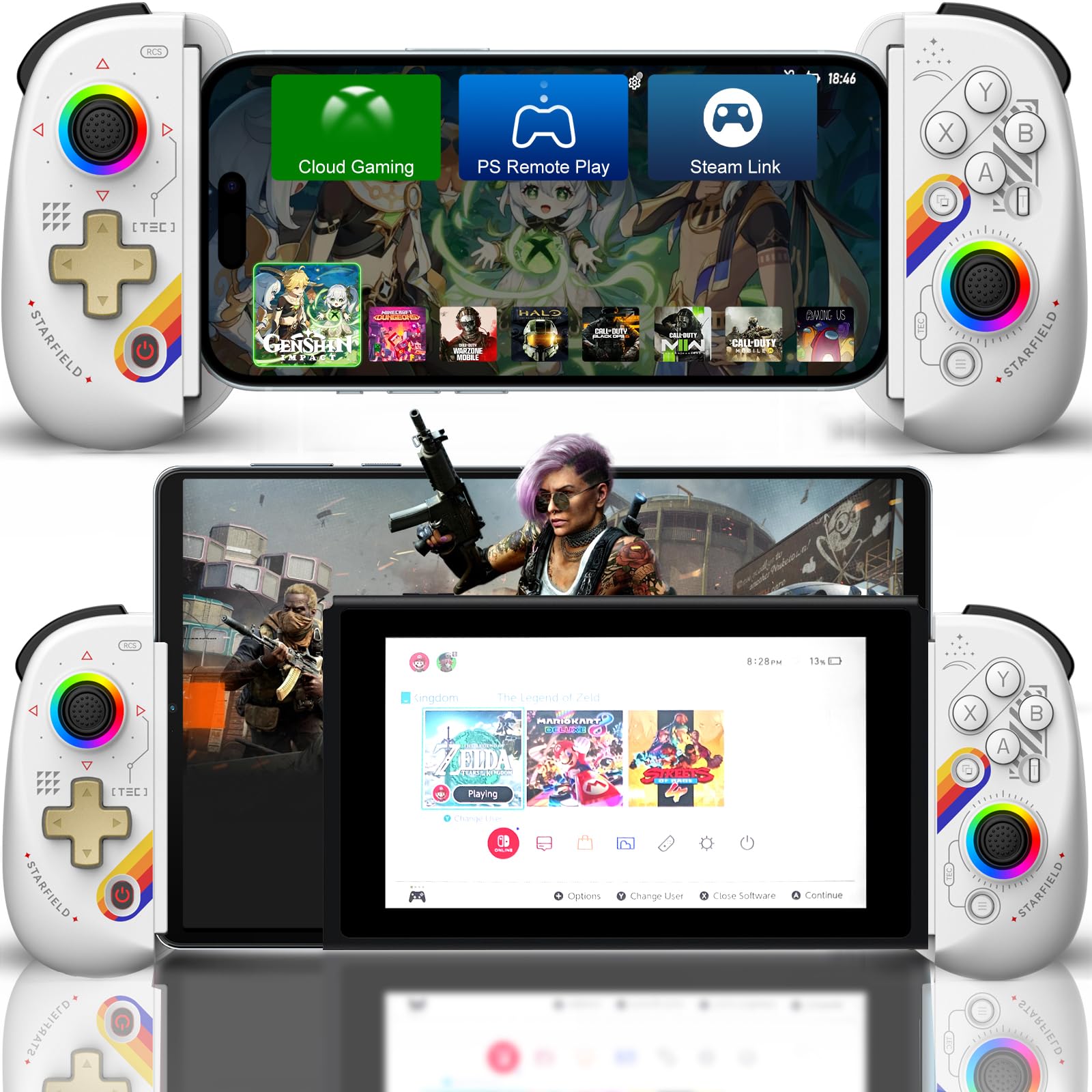 Joso D8 Gaming Controller for iPhone/iPad/Android/Switch/PS/PC White
