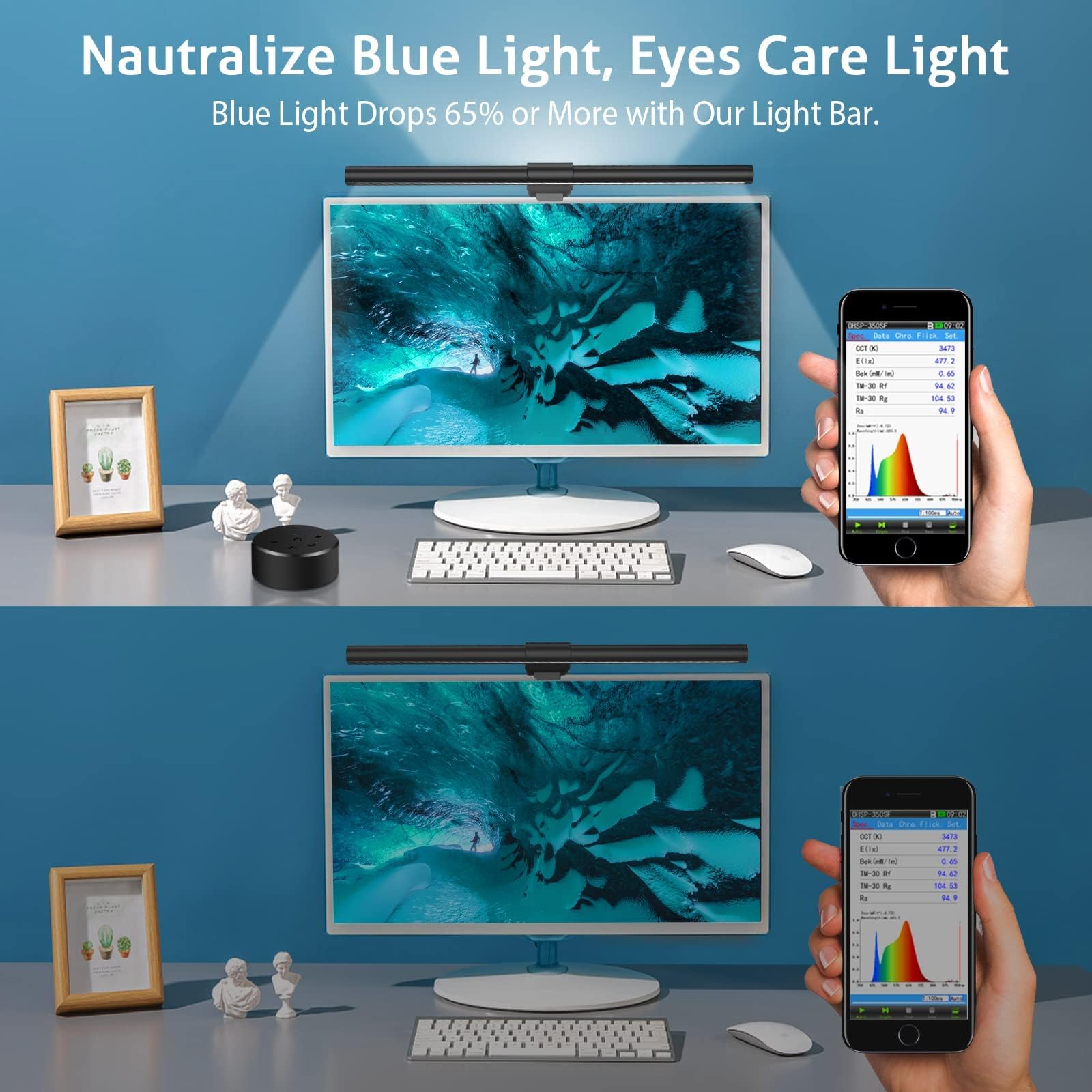 Dimmable LED Monitor Light Bar with Remote Control – Black