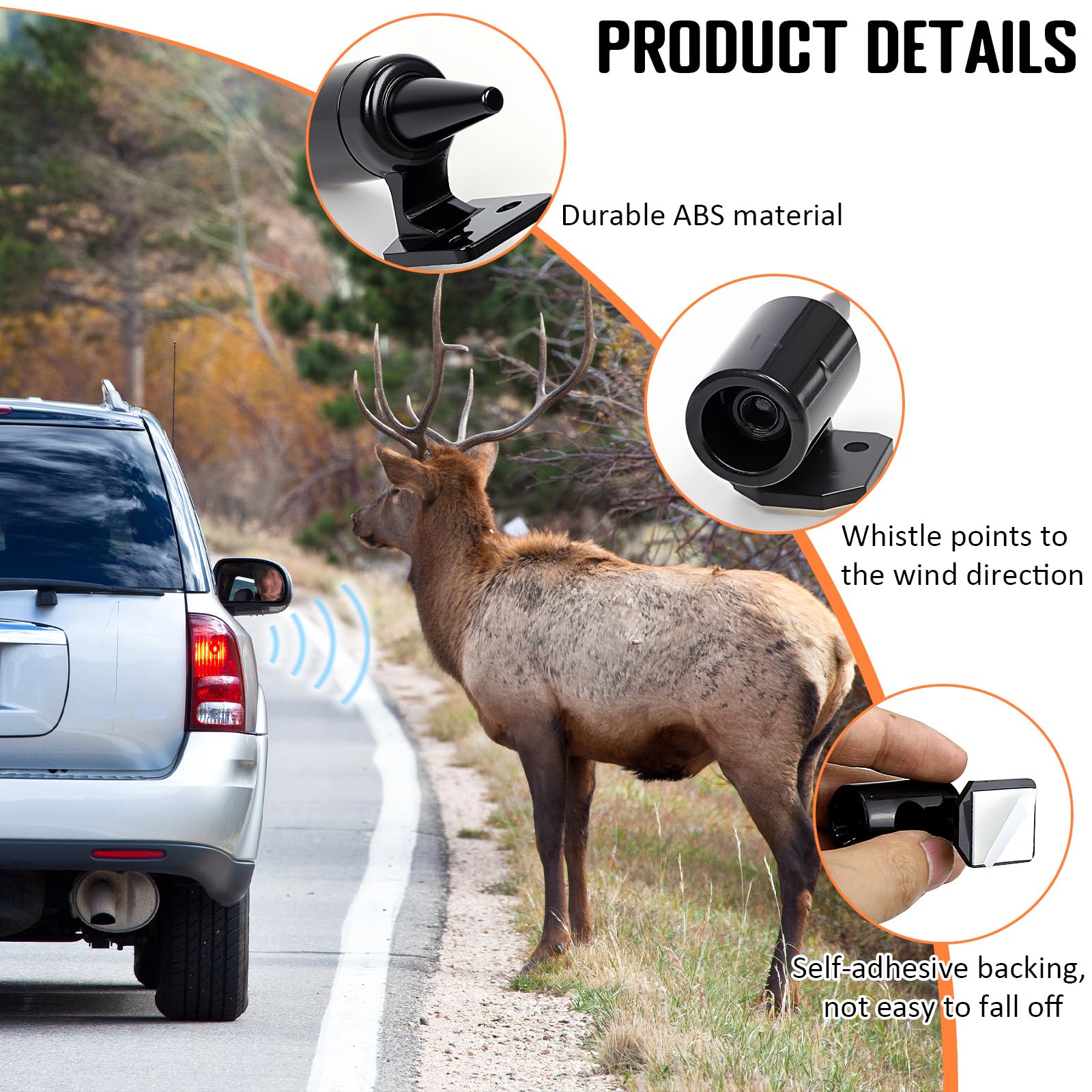SCROLIEY 2 Pcs Ultrasonic Whistles for Car, Truck, Motorcycle - Black
